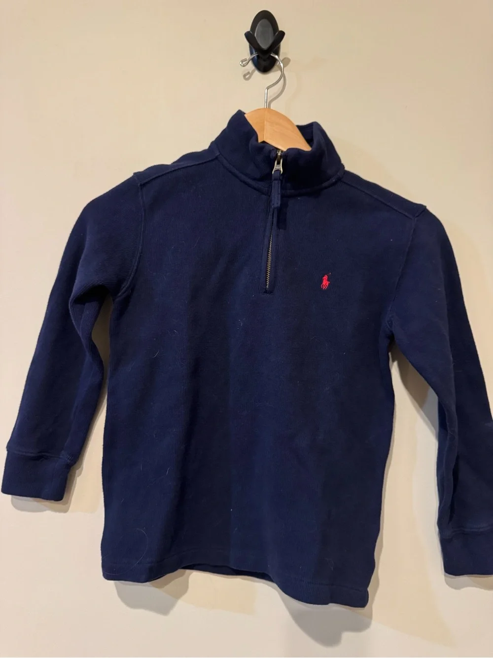 Ralph Lauren Navy Half-Zip Pullover with Red Pony Logo